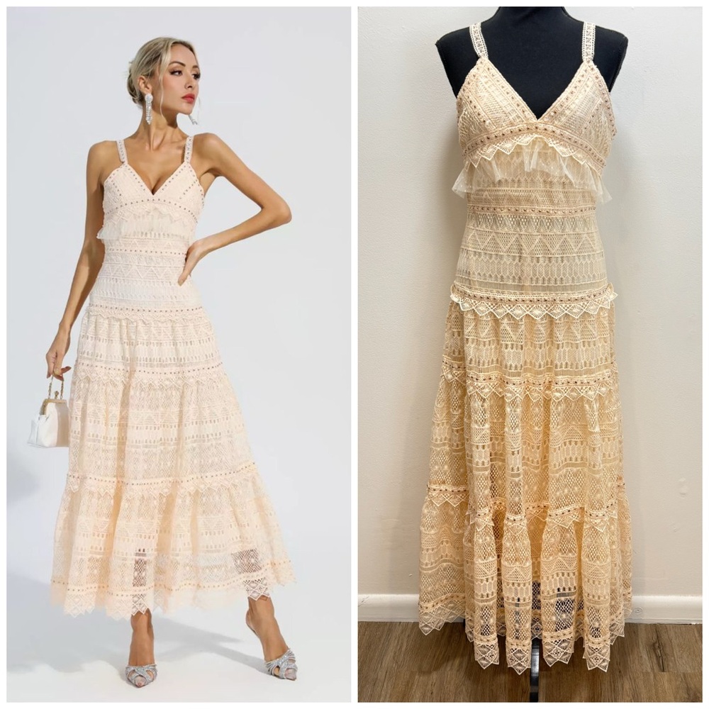 Ivory lace embroidered dress